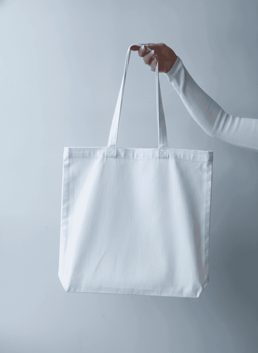 Durable White Twill Tote with Side Panels