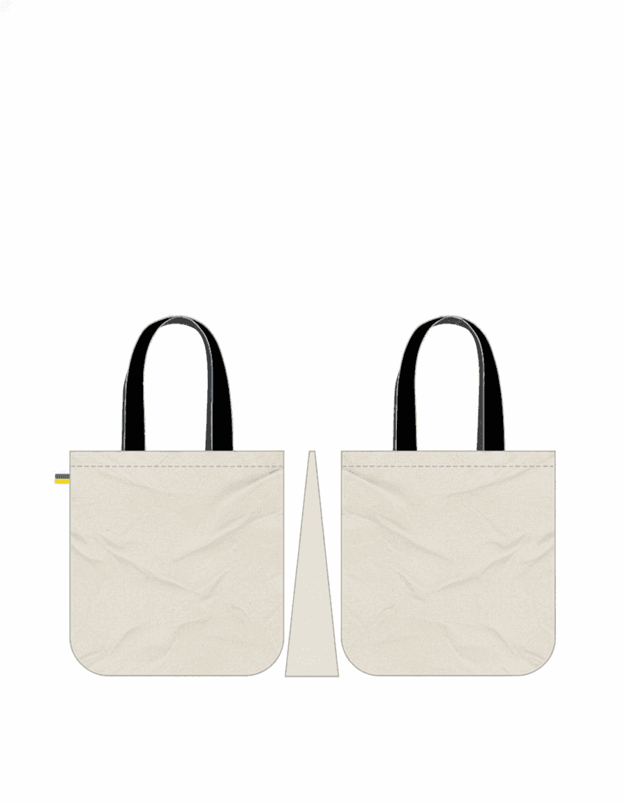 Light Beige Eco Tote Bag with Black Handles & Pocket