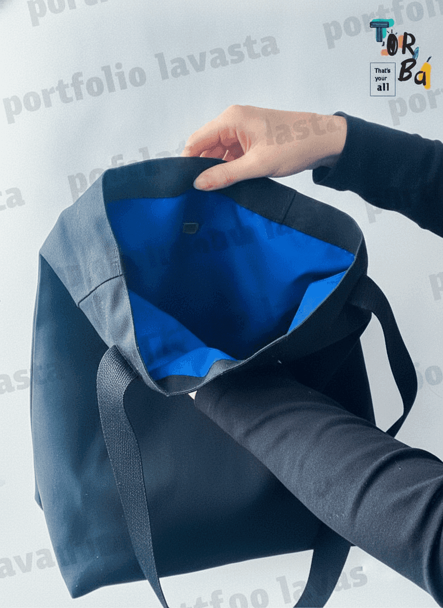 Lined Heavy Cotton Tote with Stitched Handles