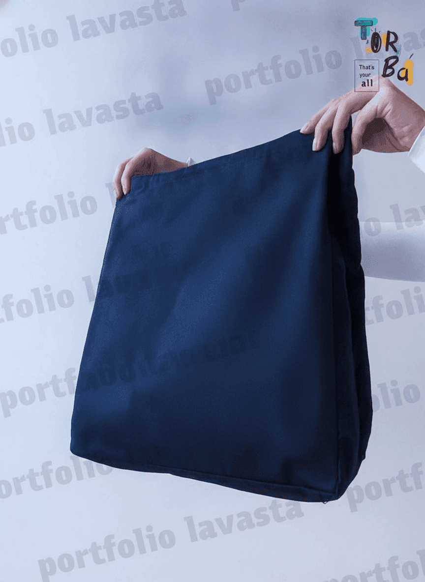Dark Blue Tote Bag with Pocket & Reflective Handles