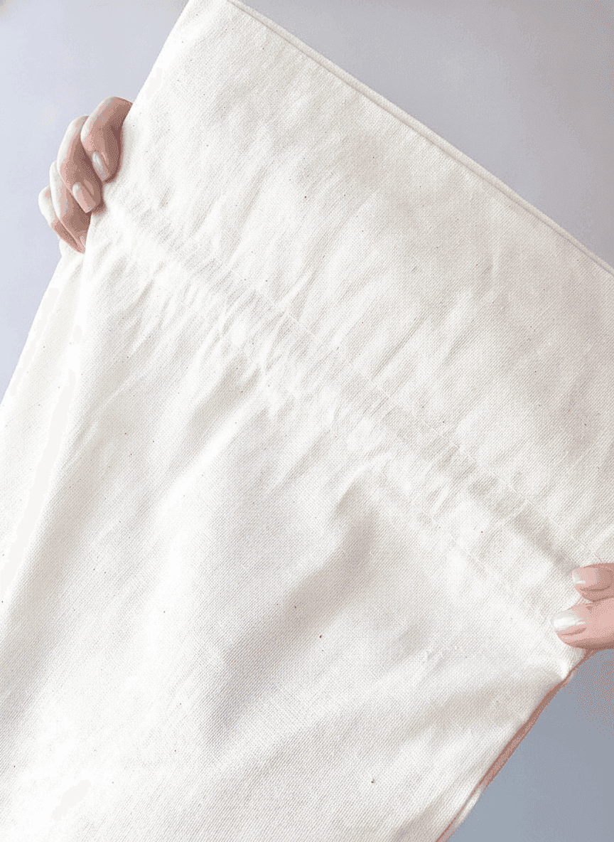 Natural Drawstring Pouch with Ruffle