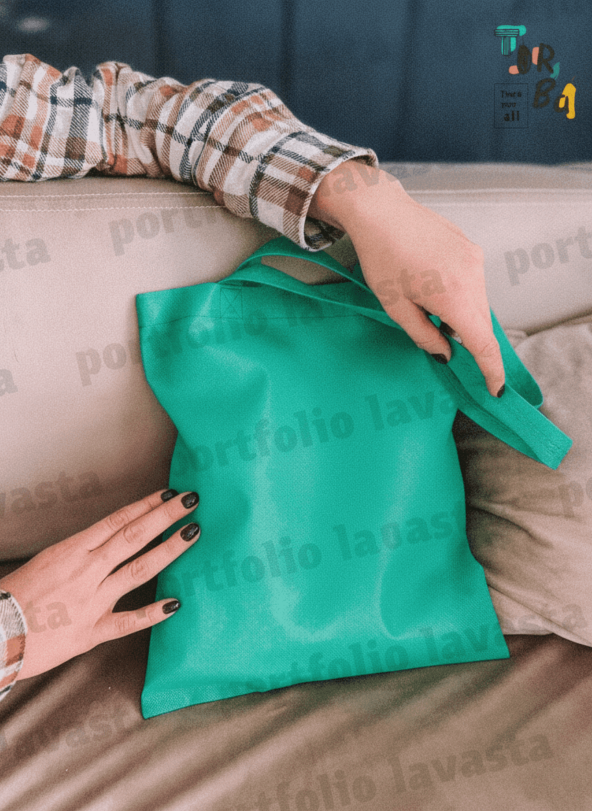 Green spunbond tote bag