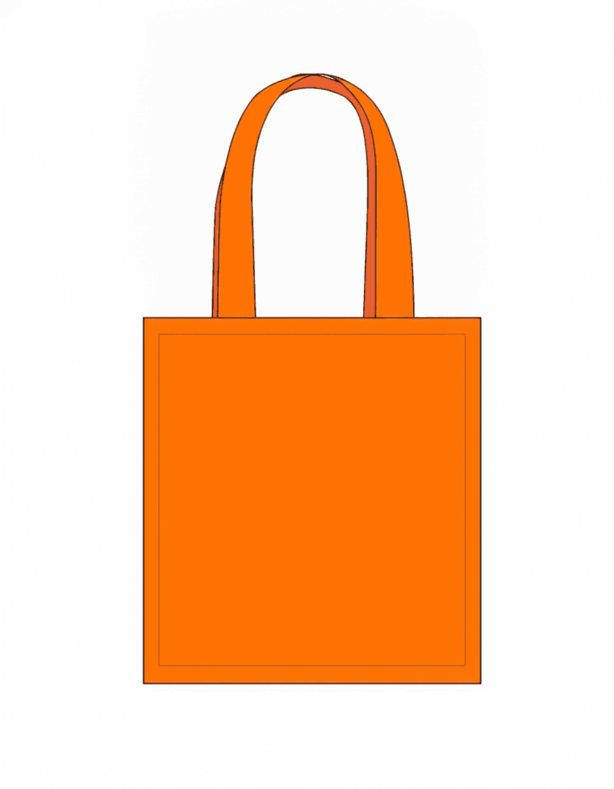 Orange tote bag, water-repellent raincoat fabric
