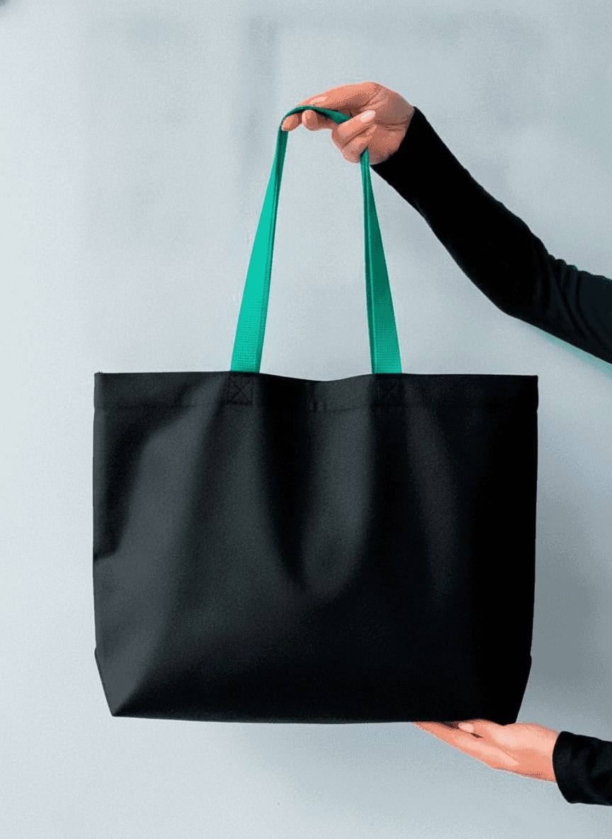 Spacious Twill Tote with Ribbon