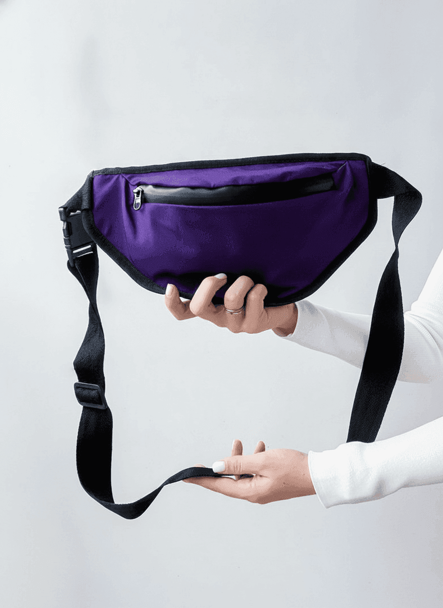 Purple Fanny Pack with Zipper Pocket