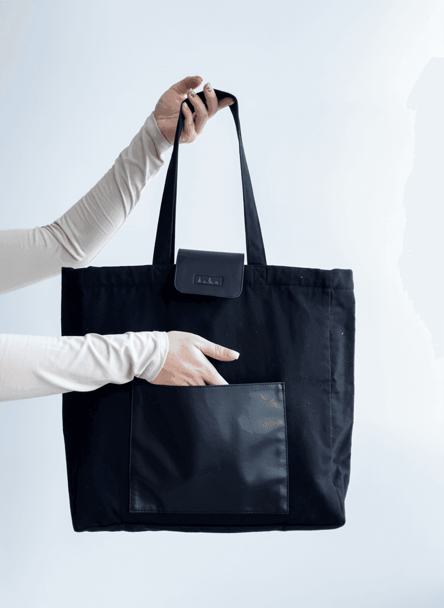 Еко-шкіряний шопер для покупок з нашивними плечовими ручками