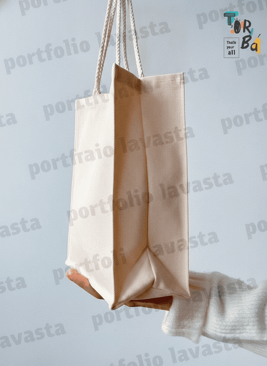 Cotton Linen-Look Tote Bag