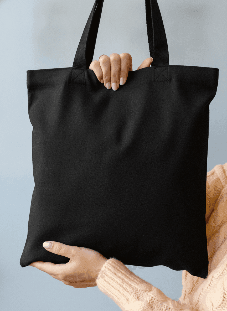 Lightweight Black Cotton Tote Bag