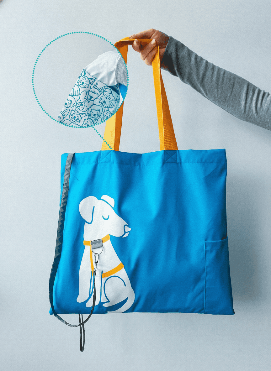 Dog Tote Bag with Leash
