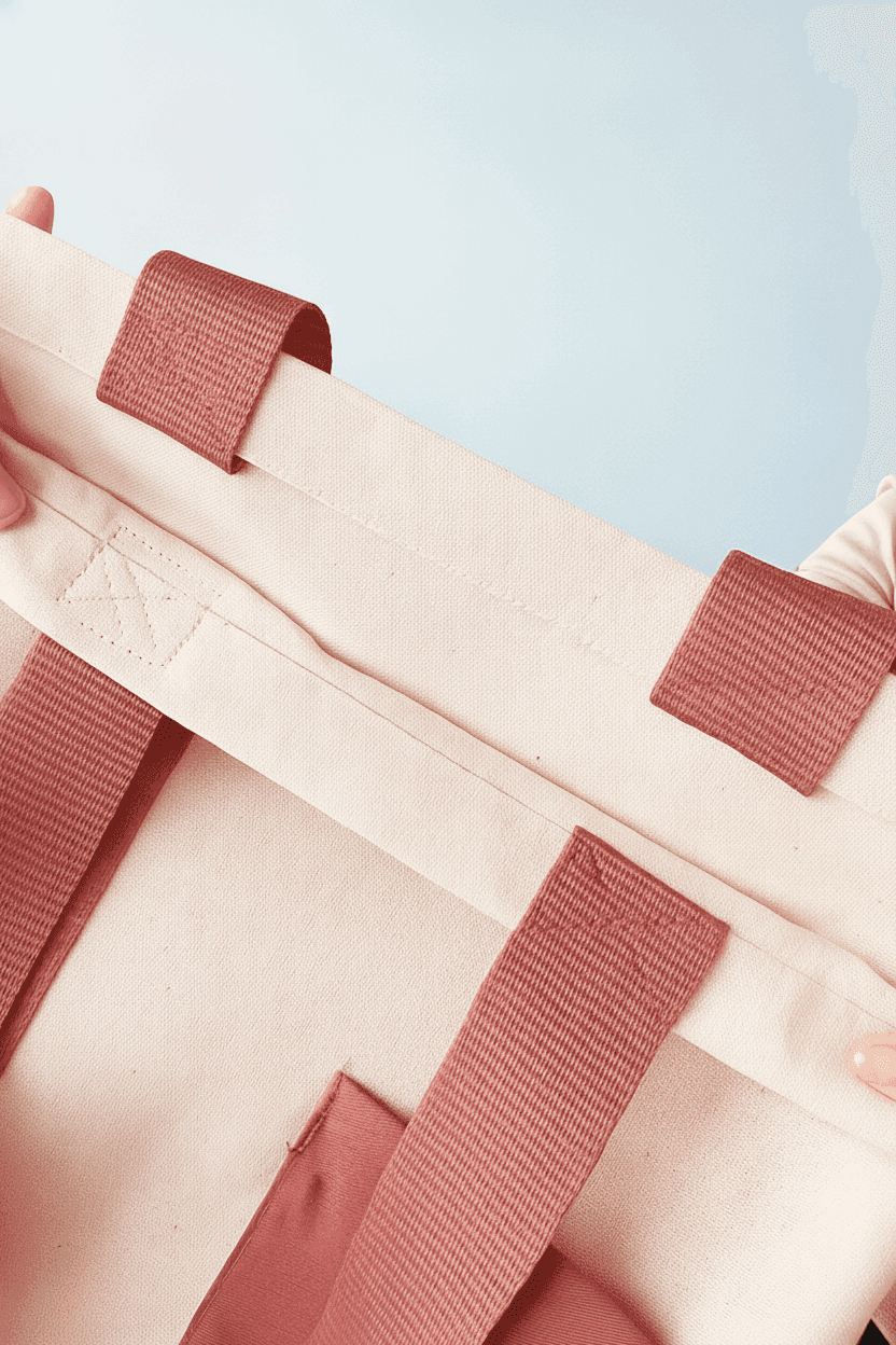 Cotton Tote Bag with Terracotta Handles & Pocket
