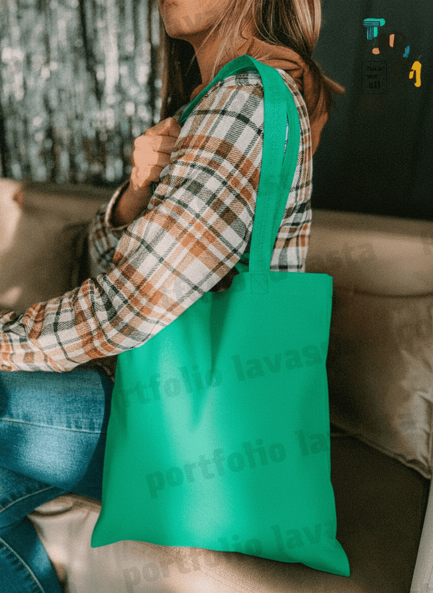 Green spunbond tote bag