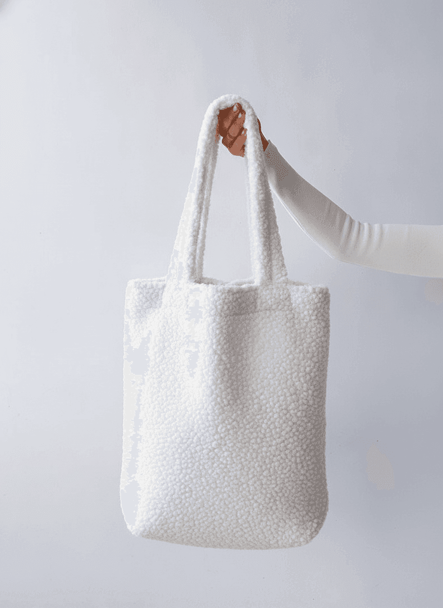 White Fluffy Shearling Tote Bag