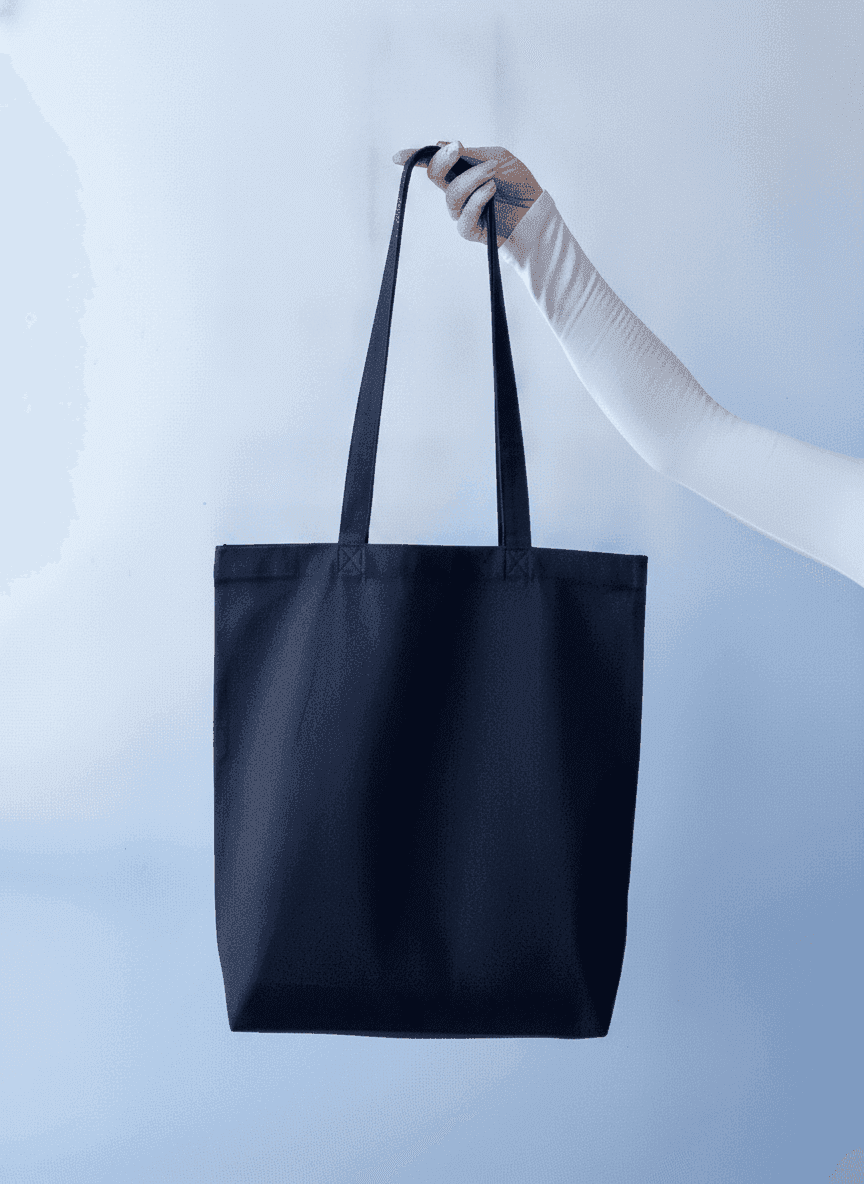 Durable cotton twill tote bag with long handles