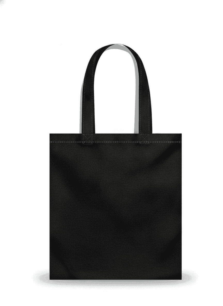 Black Calico Tote Bag with Tank Print