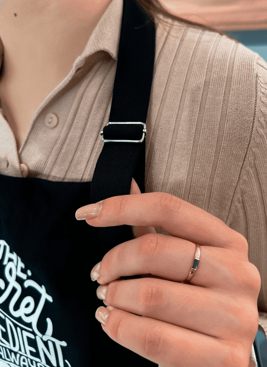 Black Gabardine Printed Apron