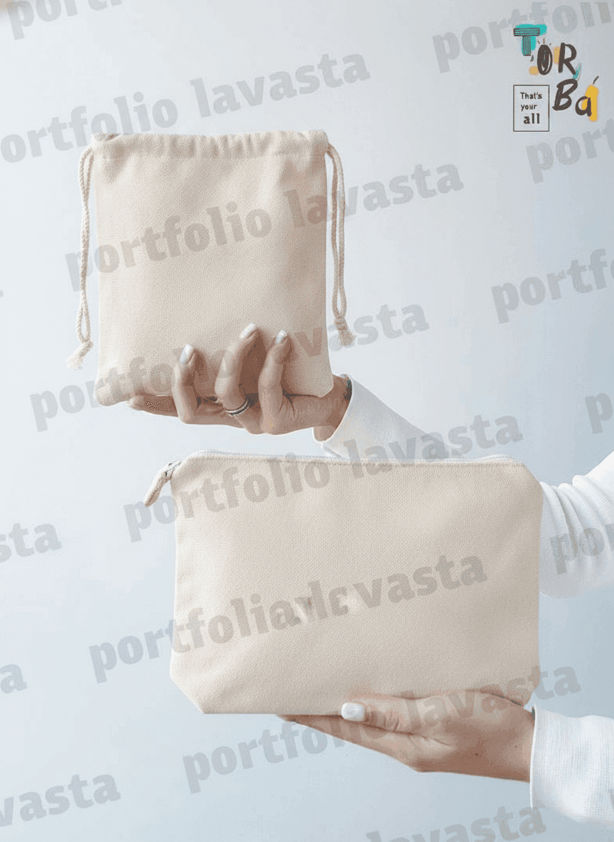 Natural Light Beige Double-Knit Pouch