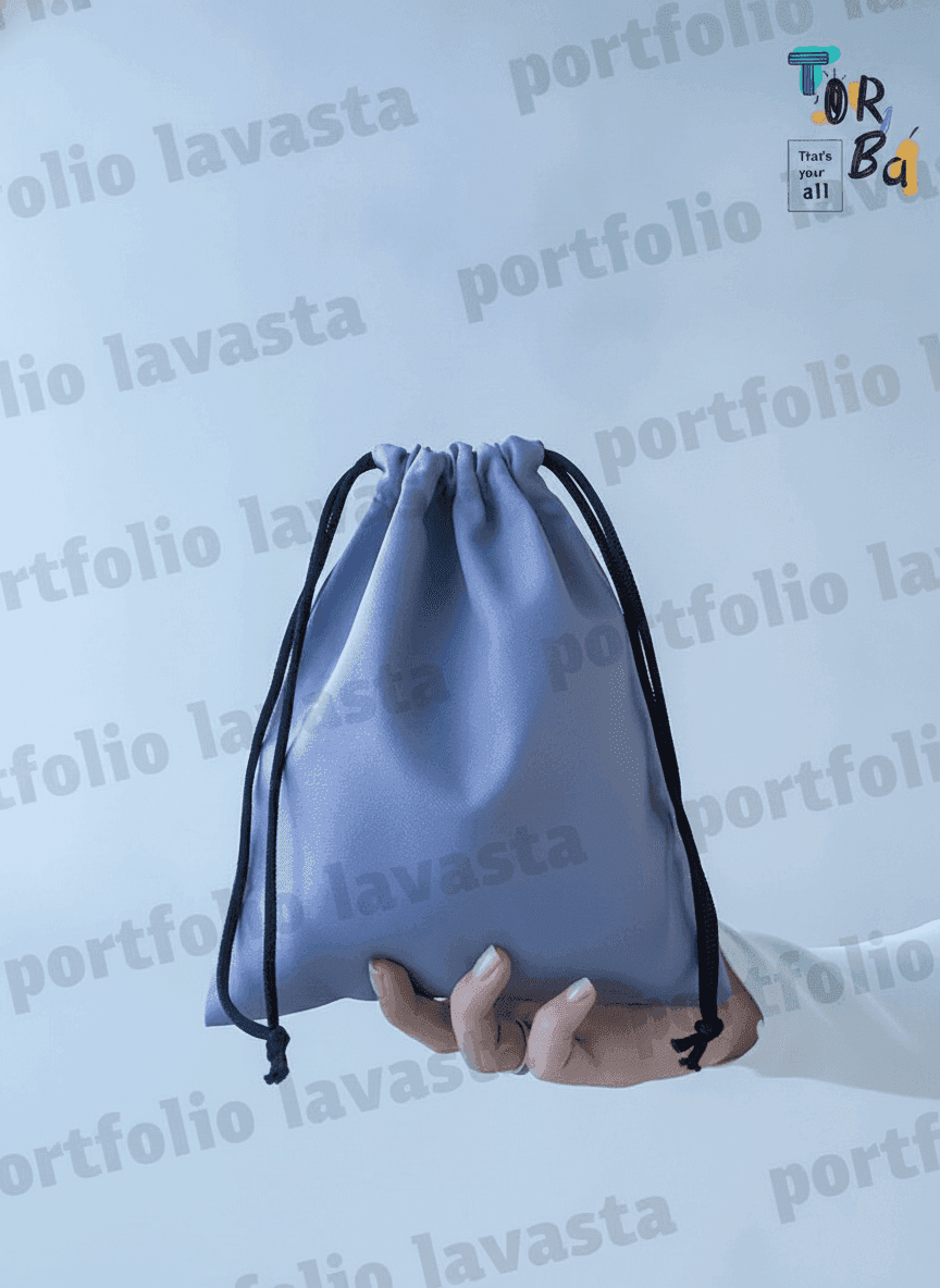 Natural Drawstring Pouches with Black Cord