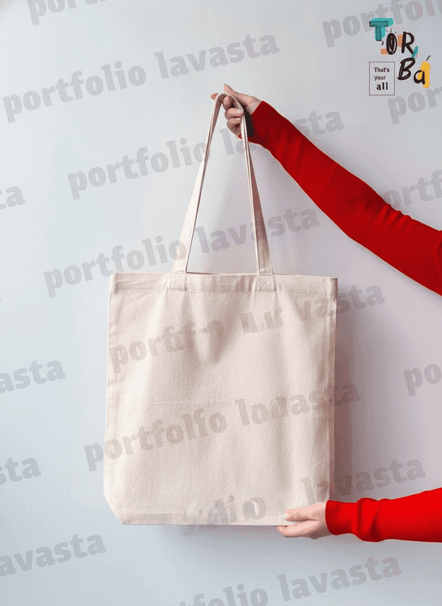 Large Midweight Cotton Tote Bag with Flat Bottom