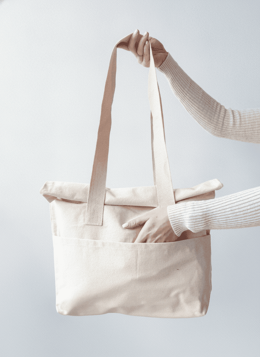 Foldable tote bag with sturdy handles