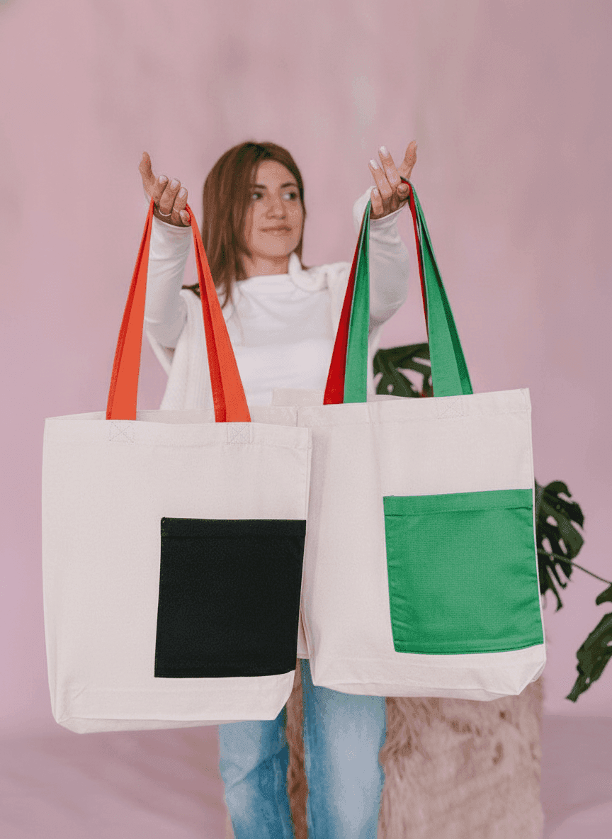 Cotton Twill Tote Bag, Double Bottom, Reinforced Seams
