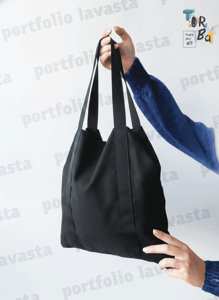 Convertible Cotton Tote Backpack Black