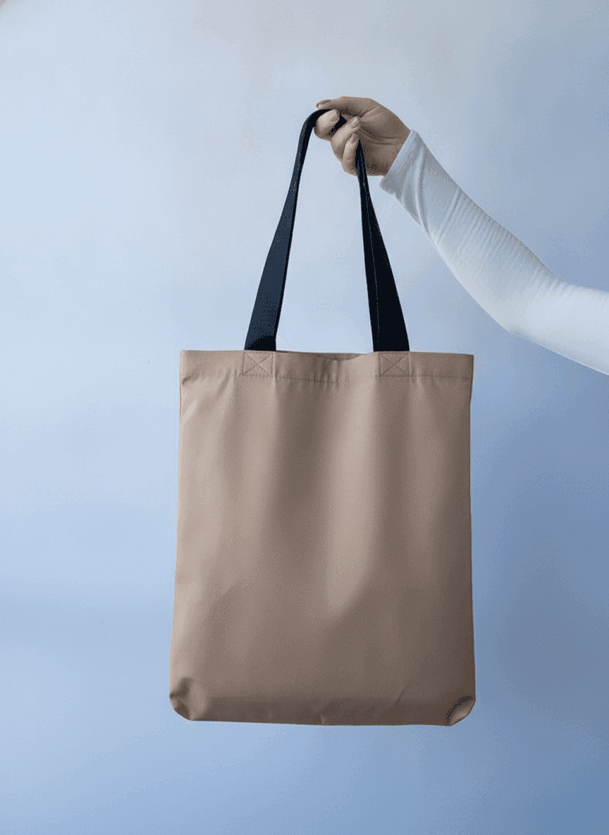 Cotton Twill Tote Bag with Short Black Handles