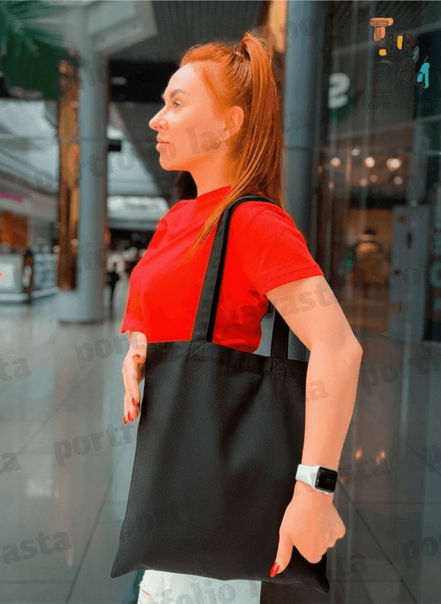 Classic Black Cotton Tote