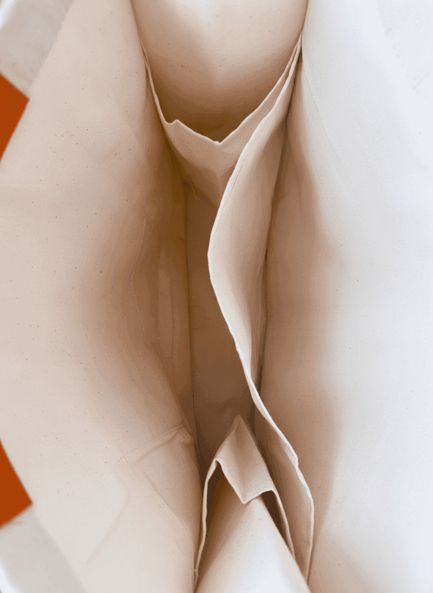 Twill Tote with Orange Handles & Metal Ring