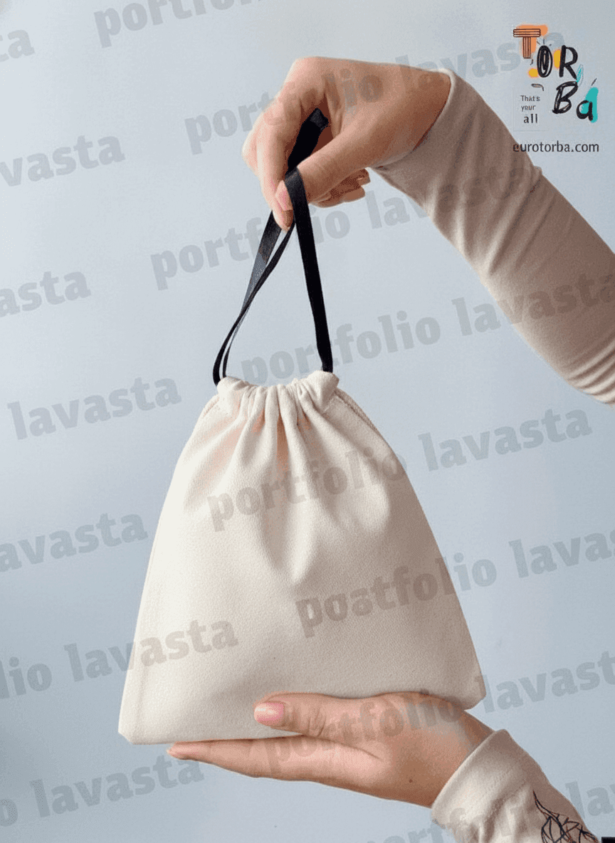Small Twill Pouch with Dual Drawstrings