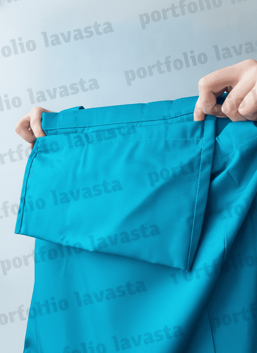 Turquoise Twill Tote with Blue Handles