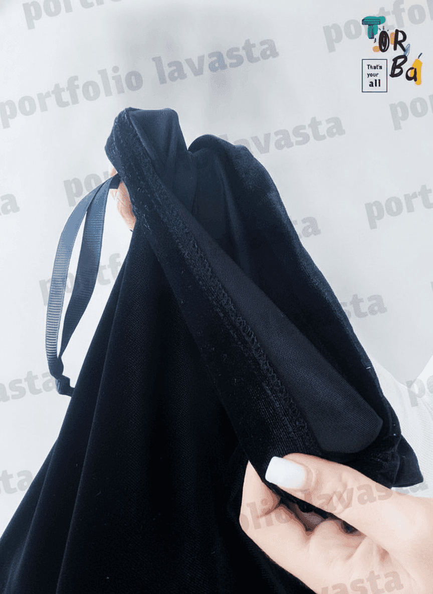 Black Velour Side Drawstring Pouch