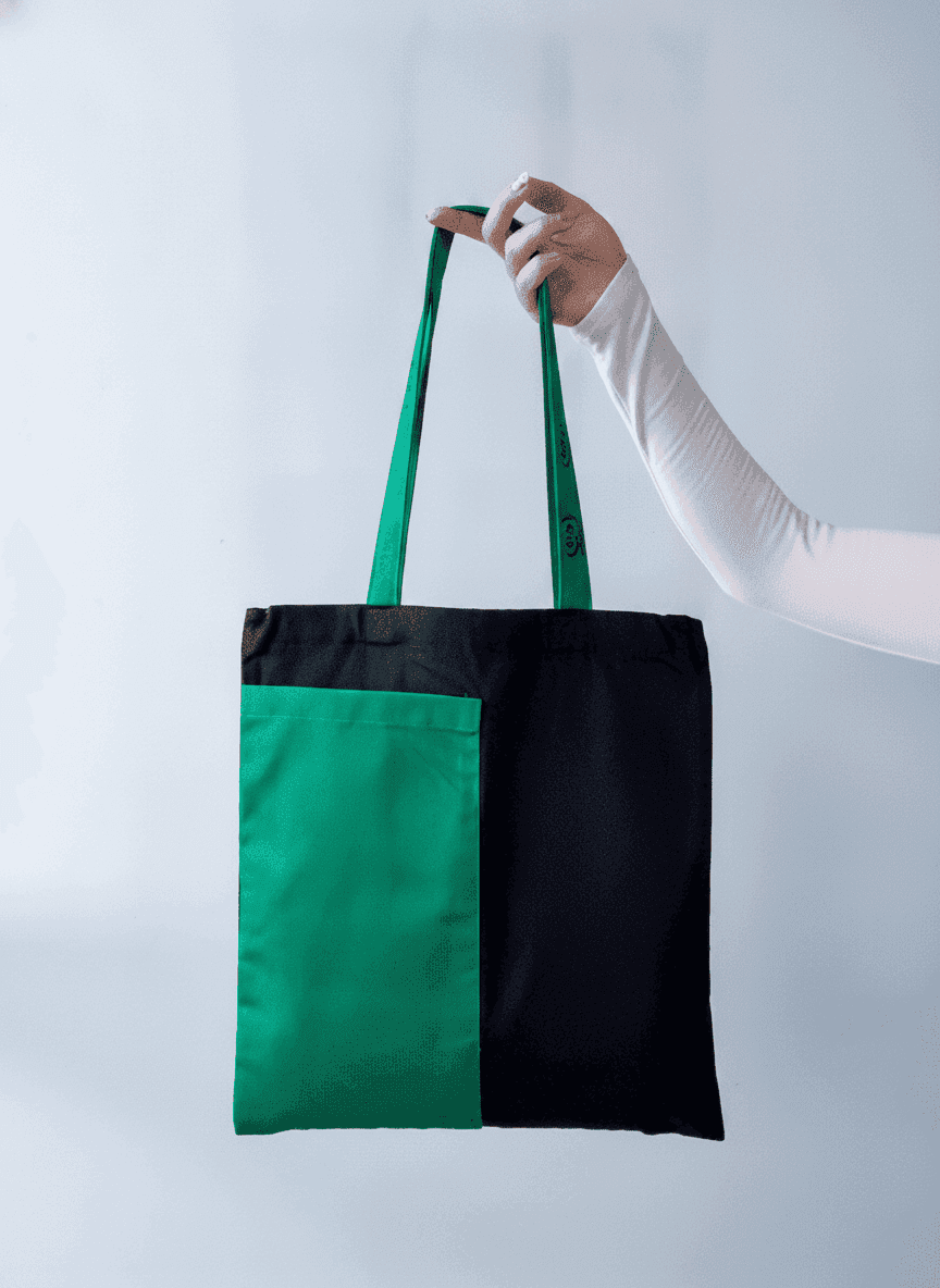 Heavy Cotton Twill Tote with Green Handles