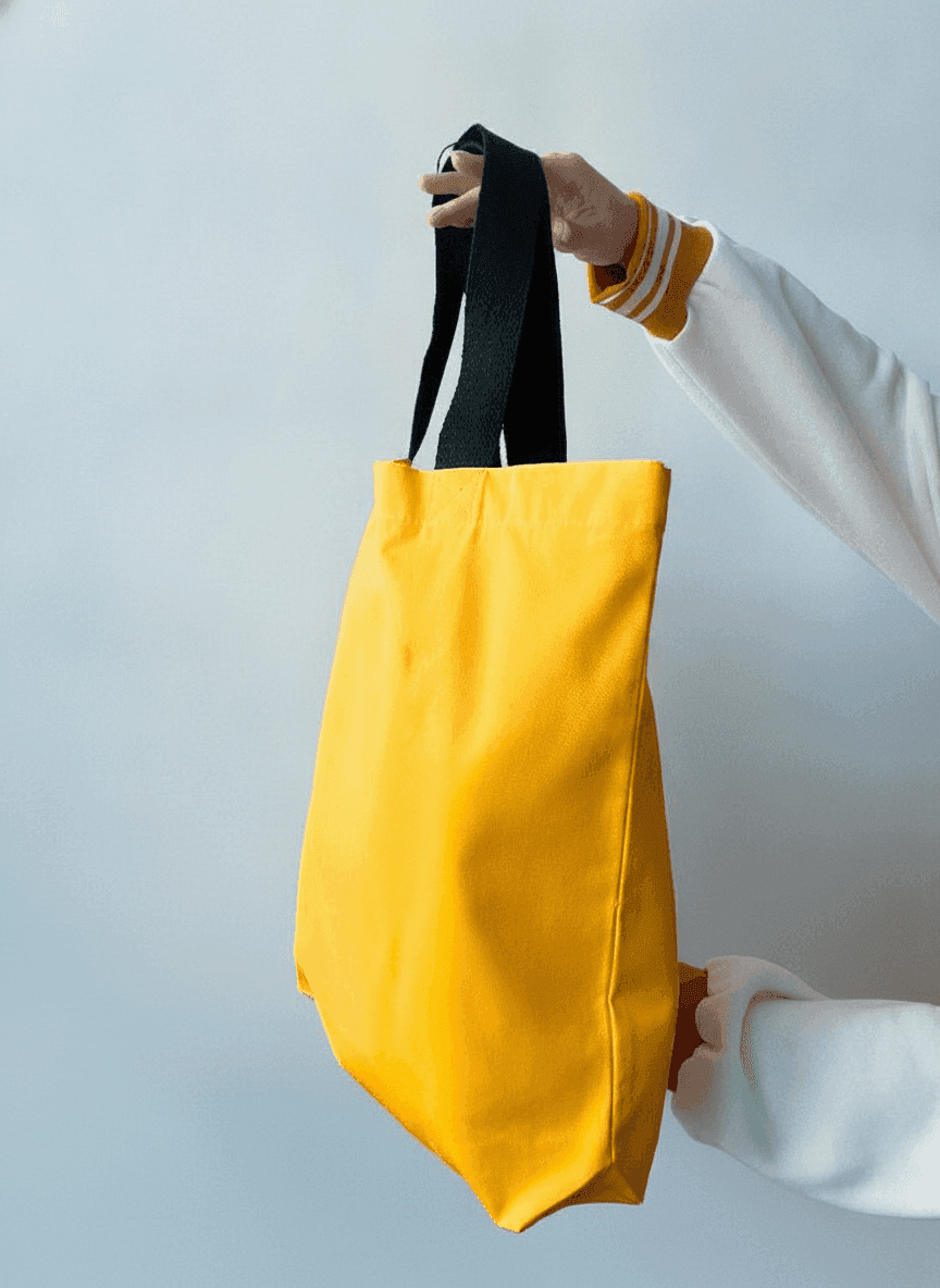 Yellow Tote with Black Pocket, Twill Handles