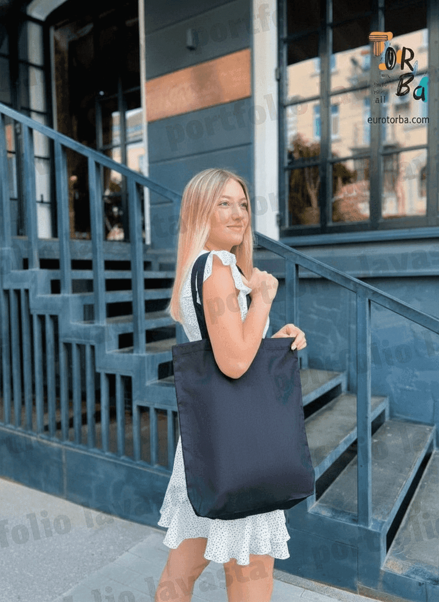 Black Satin Tote Bag